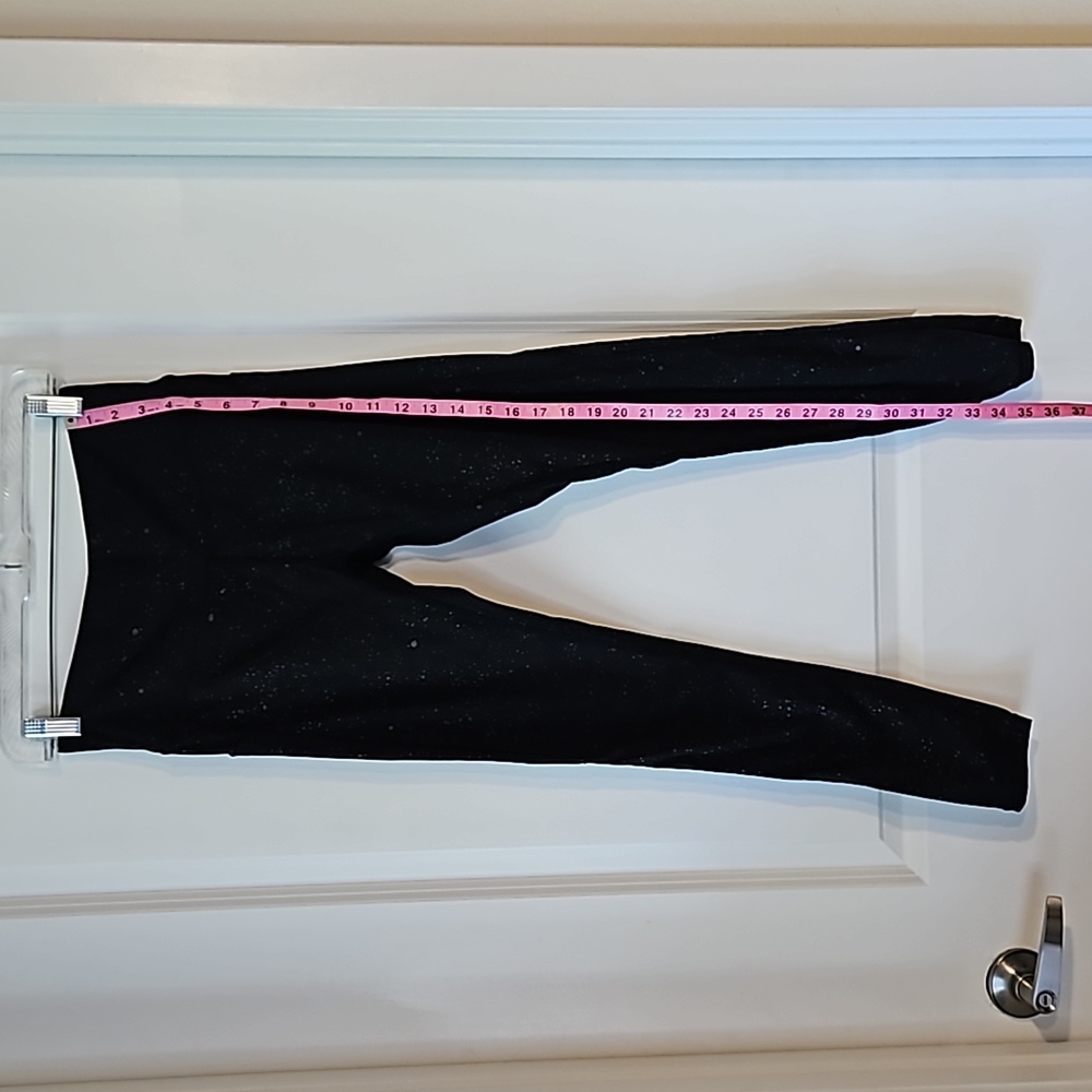 Curves and Combat Boots Black Speckled Leggings Size M